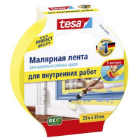 Малярная клейкая лента (скотч) для идеально ровных краев Tesa желтая, 25 мм х 25 м