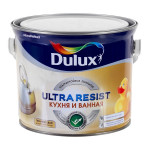 Краска Dulux Ultra Resist BW матовая для кухонь и ванных комнат, 2,5 л Краска Dulux Ultra Resist BW матовая для кухонь и ванных комнат, 2,5 л